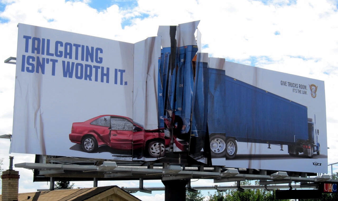 Tailgating Car Crash Billboard